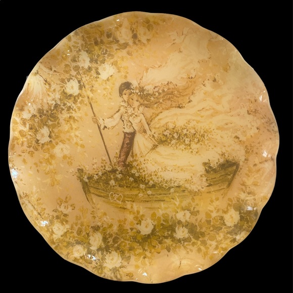 1970s FAB tray featuring an illustration of a flower child couple on a rowboat. - Picture 7 of 10